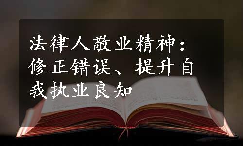 法律人敬业精神：修正错误、提升自我执业良知