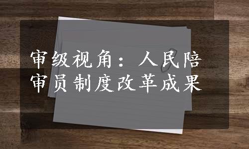 审级视角：人民陪审员制度改革成果