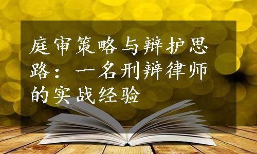 庭审策略与辩护思路：一名刑辩律师的实战经验