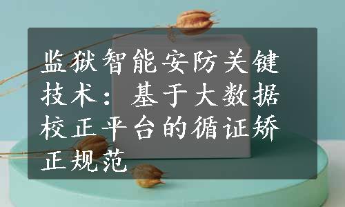 监狱智能安防关键技术：基于大数据校正平台的循证矫正规范