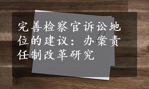 完善检察官诉讼地位的建议：办案责任制改革研究