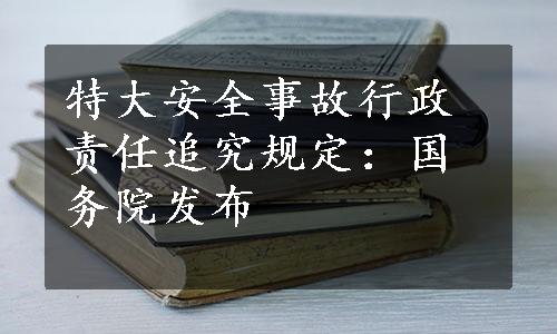 特大安全事故行政责任追究规定：国务院发布