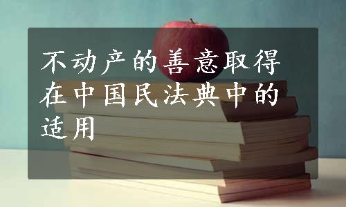 不动产的善意取得在中国民法典中的适用