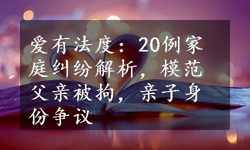 爱有法度：20例家庭纠纷解析，模范父亲被拘，亲子身份争议