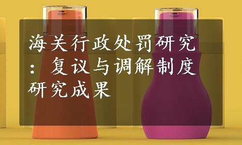 海关行政处罚研究：复议与调解制度研究成果