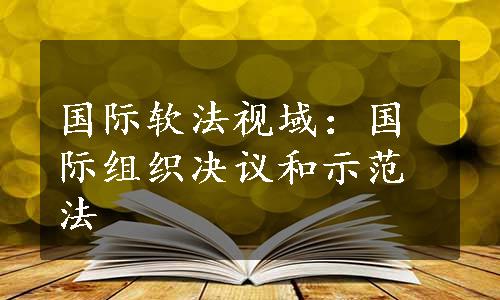 国际软法视域：国际组织决议和示范法