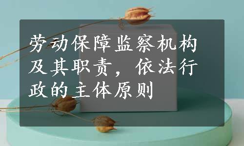 劳动保障监察机构及其职责，依法行政的主体原则