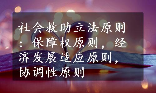 社会救助立法原则：保障权原则，经济发展适应原则，协调性原则