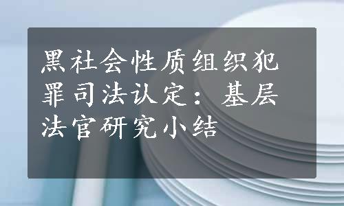 黑社会性质组织犯罪司法认定：基层法官研究小结