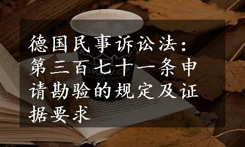 德国民事诉讼法：第三百七十一条申请勘验的规定及证据要求