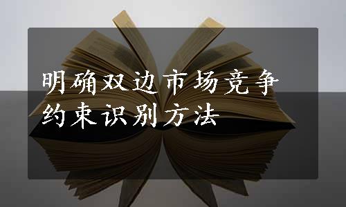 明确双边市场竞争约束识别方法