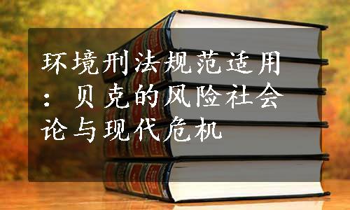 环境刑法规范适用：贝克的风险社会论与现代危机