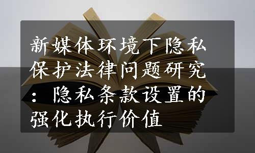 新媒体环境下隐私保护法律问题研究：隐私条款设置的强化执行价值