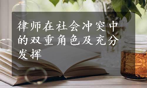 律师在社会冲突中的双重角色及充分发挥