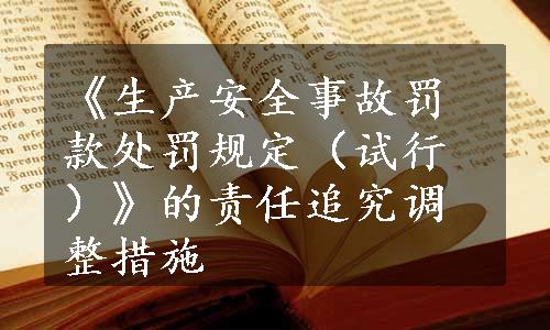 《生产安全事故罚款处罚规定（试行）》的责任追究调整措施