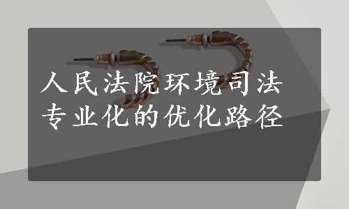 人民法院环境司法专业化的优化路径