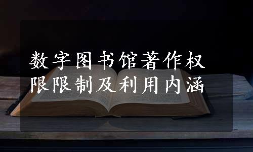 数字图书馆著作权限限制及利用内涵