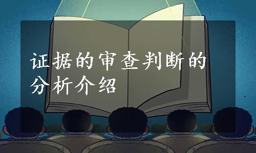 证据的审查判断的分析介绍