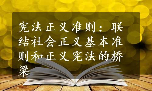 宪法正义准则：联结社会正义基本准则和正义宪法的桥梁