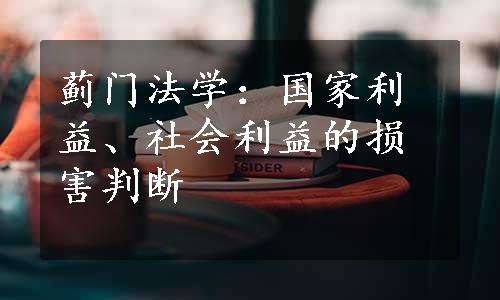 蓟门法学：国家利益、社会利益的损害判断