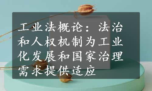 工业法概论：法治和人权机制为工业化发展和国家治理需求提供适应