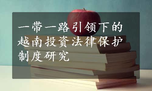 一带一路引领下的越南投资法律保护制度研究