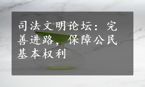 司法文明论坛：完善进路，保障公民基本权利