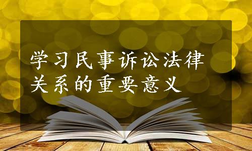 学习民事诉讼法律关系的重要意义