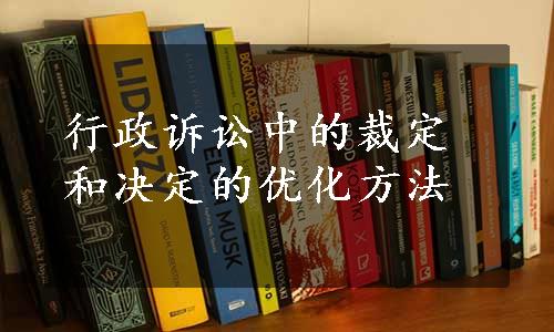 行政诉讼中的裁定和决定的优化方法