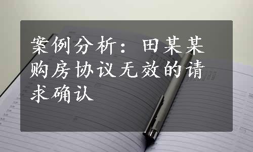 案例分析：田某某购房协议无效的请求确认