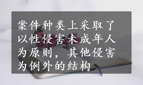 案件种类上采取了以性侵害未成年人为原则，其他侵害为例外的结构