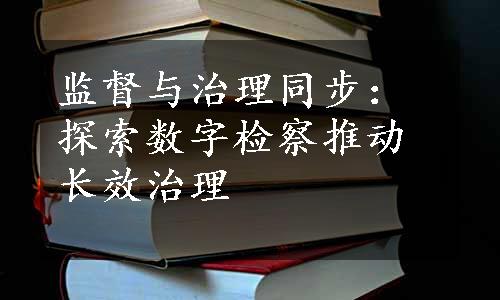 监督与治理同步：探索数字检察推动长效治理