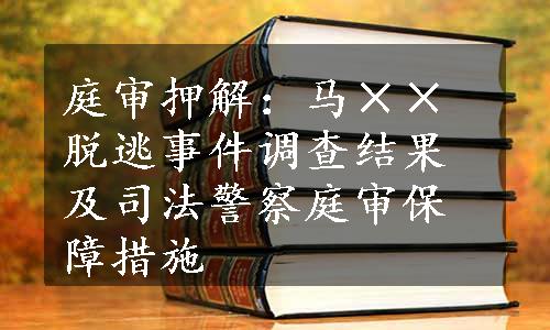 庭审押解：马××脱逃事件调查结果及司法警察庭审保障措施