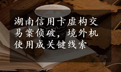 湖南信用卡虚构交易案侦破，境外机使用成关键线索