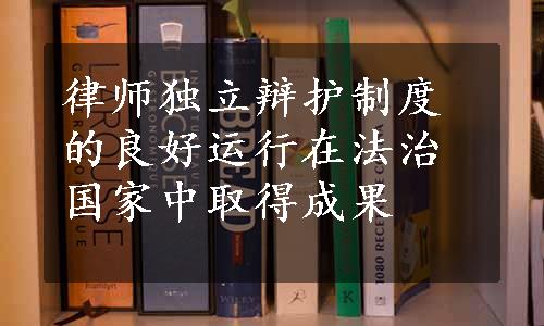 律师独立辩护制度的良好运行在法治国家中取得成果