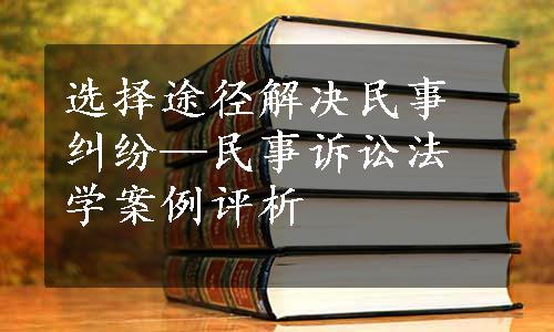 选择途径解决民事纠纷—民事诉讼法学案例评析