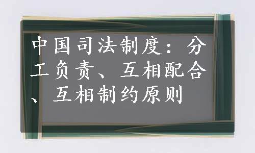 中国司法制度：分工负责、互相配合、互相制约原则