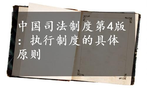 中国司法制度第4版：执行制度的具体原则