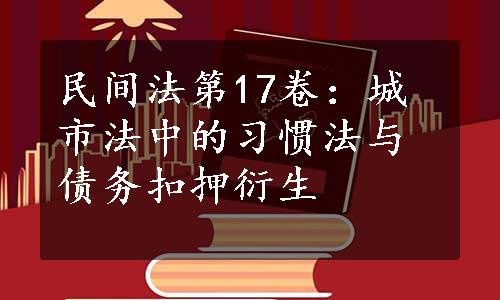 民间法第17卷：城市法中的习惯法与债务扣押衍生