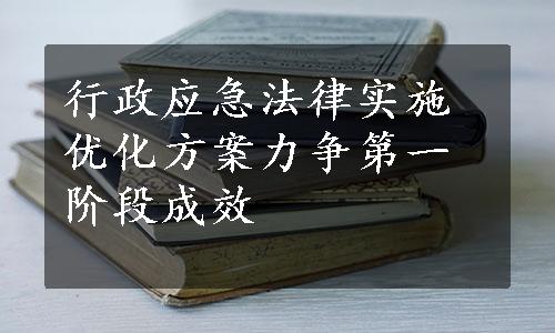 行政应急法律实施优化方案力争第一阶段成效