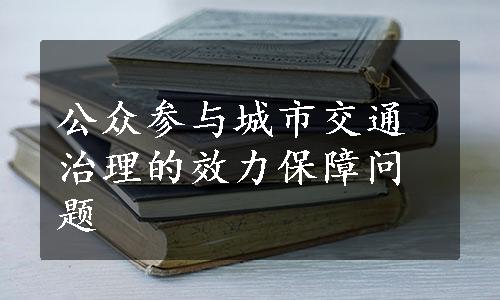 公众参与城市交通治理的效力保障问题