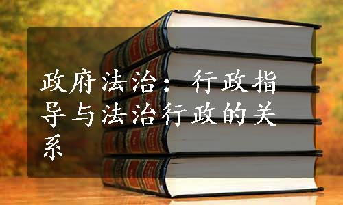 政府法治：行政指导与法治行政的关系