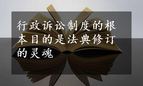 行政诉讼制度的根本目的是法典修订的灵魂