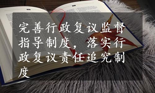 完善行政复议监督指导制度，落实行政复议责任追究制度