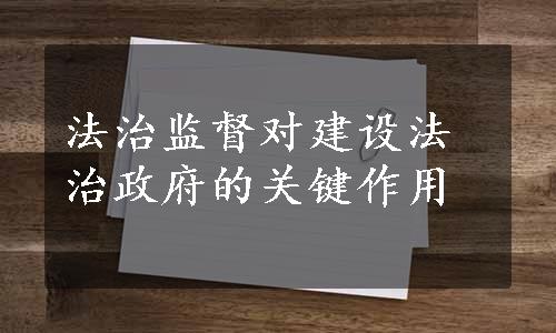 法治监督对建设法治政府的关键作用