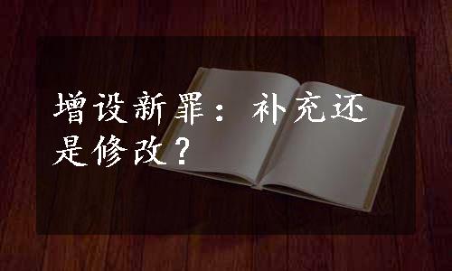 增设新罪：补充还是修改？