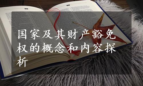 国家及其财产豁免权的概念和内容探析