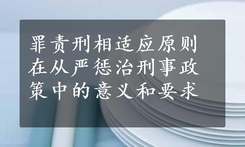 罪责刑相适应原则在从严惩治刑事政策中的意义和要求