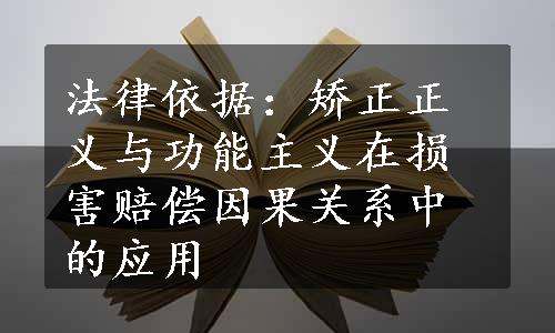 法律依据：矫正正义与功能主义在损害赔偿因果关系中的应用