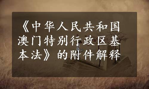 《中华人民共和国澳门特别行政区基本法》的附件解释